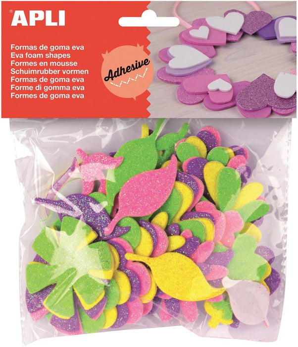Apli Kids zelfklevende glitter bloemen, blister met 48 stuks - OfficeTown