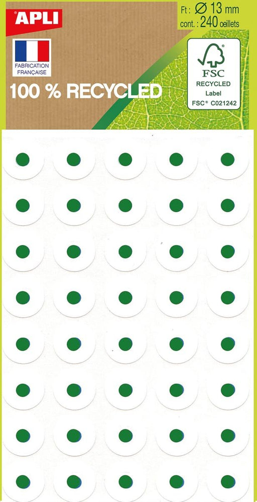 Apli Versterkingsringen - Wit, 13 mm diameter, 240 stuks - OfficeTown