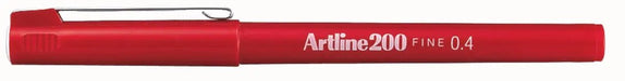 Artline 200 fineliner, rode inkt met 0,4 mm puntbreedte - OfficeTown