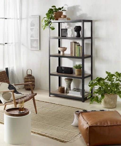 Avasco rek Home maxi, ft 176 x 90 x 45 cm, 5 legborden, metaal, zwart met verstelbare legborden - OfficeTown
