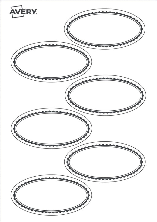 Avery Familie ovale oplosbare labels, afmeting 5,5 x 3 cm, ophangbare case met 18 labels - OfficeTown