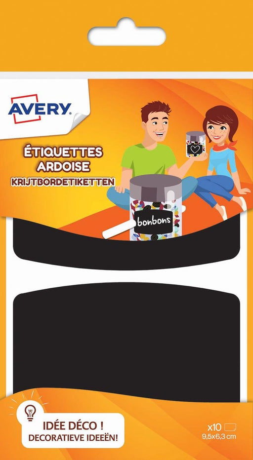 Avery Family krijtbordetiketten, ft 9,5 x 6,3 cm, ophangbare etui met 10 etiketten - OfficeTown