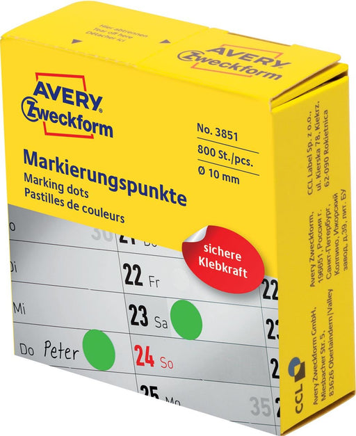 Avery merkstippen, diameter 10 mm, rol van 800 stuks, groen - OfficeTown