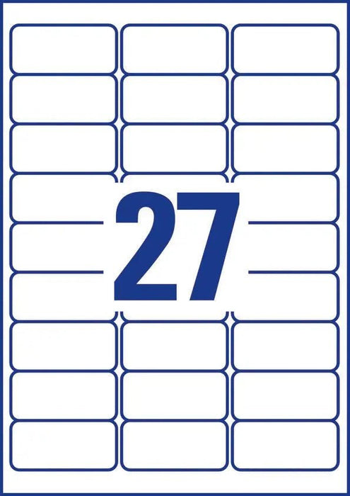 Avery onverwoestbare veiligheidsstickers, formaat 63,5 x 29,6 mm, 540 stuks, 27 per vel, doos van 20 vellen - OfficeTown