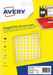 Avery PET08J ronde markeringsetiketten voor diverse toepassingen, geel - OfficeTown