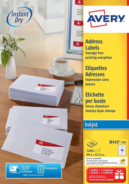 Avery QuickDry witte etiketten ft 99,1 x 38,1 mm, 1.400 stuks - OfficeTown