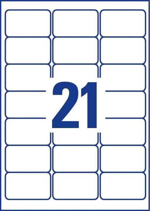 Avery transparante Crystal Clear etiketten ft 63,5 x 38,1 mm, 525 etiketten, 21 per vel - OfficeTown