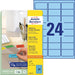 Avery verwijderbare gekleurde labels ft 63,5 x 33,9 mm (b x h), 480 stuks, 24 per vel, blauw - OfficeTown