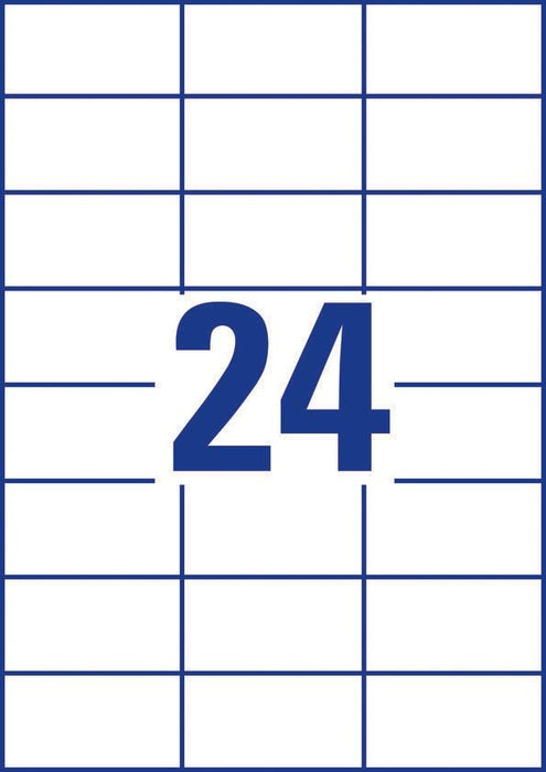 Avery Zweckform 3474, Universele etiketten, Ultragrip, wit, 100 vel, 24 per vel, 70 x 37 mm - OfficeTown