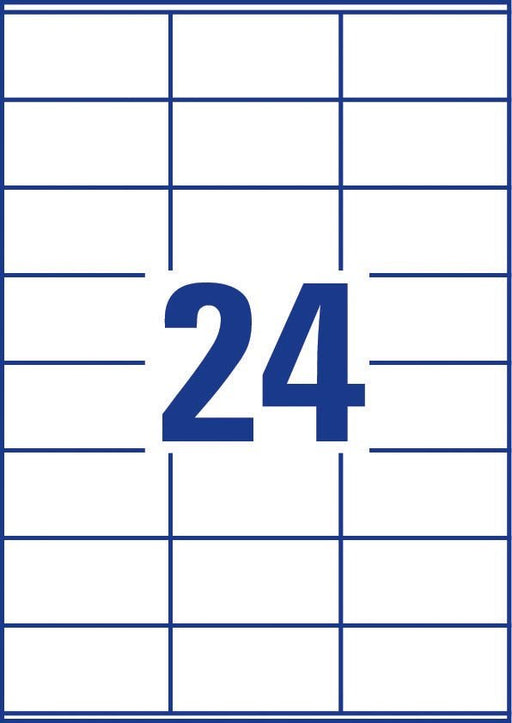 Avery Zweckform 3475, Universele etiketten, Ultragrip, wit, 100 vel, 24 per vel, 70 x 36 mm - OfficeTown