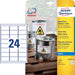 Avery Zweckform J4773 - 10 weerbestendige etiketten ft 63,5 x 33,9 mm (b x h), 2.400 etiketten, wit - OfficeTown