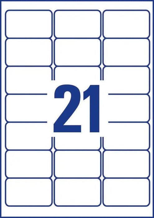 Avery Zweckform L6023REV - 25 verwijderbare etiketten ft 63,5 x 38,1 mm (b x h), 525 etiketten, wit - OfficeTown