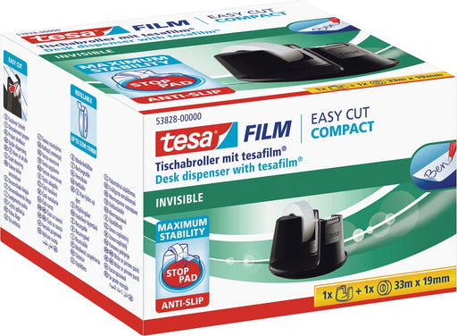 Tesa plakbandafroller Easy Cut Compact, voor rollen van ft 33 m x 19 mm, zwart 8 stuks, OfficeTown