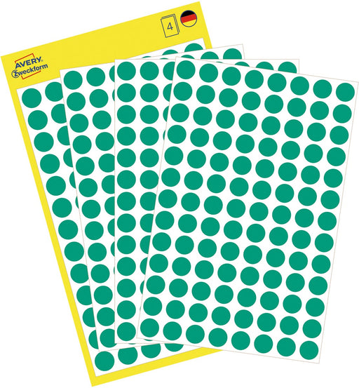 Avery Ronde etiketten diameter 8 mm, groen, 416 stuks 10 stuks, OfficeTown