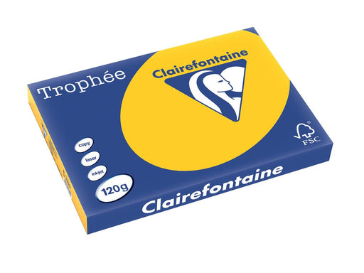 Clairefontaine Trophée Intens, gekleurd papier, A3, 120 g, 250 vel, zonnebloemgeel 5 stuks, OfficeTown