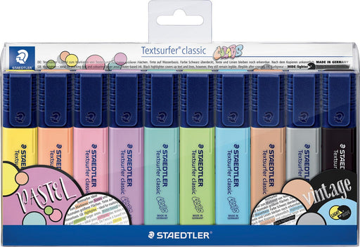 Staedtler Markeerstift Textsurfer Classic, vintage & pastel kleuren, etui van 10 stuks 5 stuks, OfficeTown