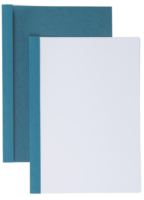 Thermische Omslagen A4, 3 mm, Pak van 100 Stuks, Lederlook, Blauw met Transparant Voorblad