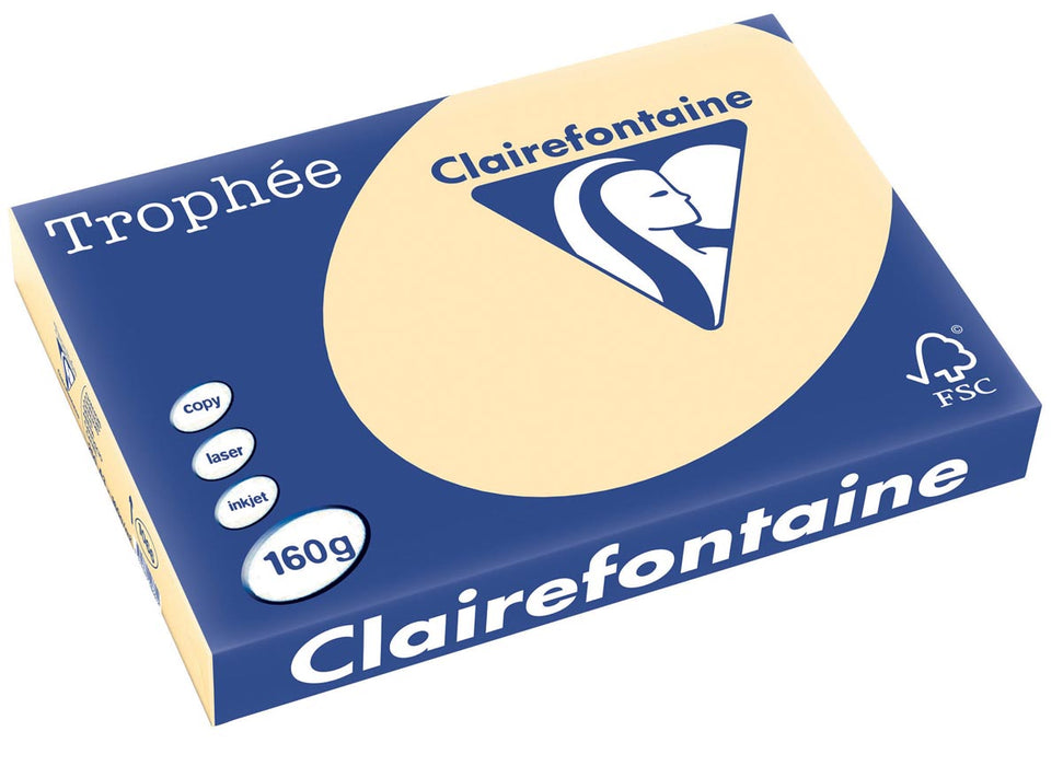 Clairefontaine Trophée Pastel, gekleurd papier, A3, 160 g, 250 vel, gems