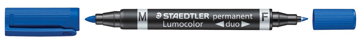 Staedtler Lumocolor Duo 348, permanente marker, blauw met dubbele punt