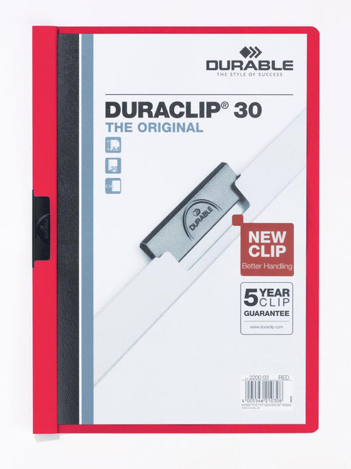 Durable klemmap Duraclip Original 30 rood 25 stuks, OfficeTown
