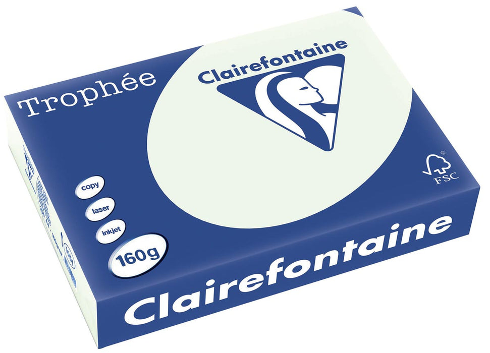 Clairefontaine Trophée Pastel, gekleurd papier, A4, 160 g, 250 vel, lichtgroen
