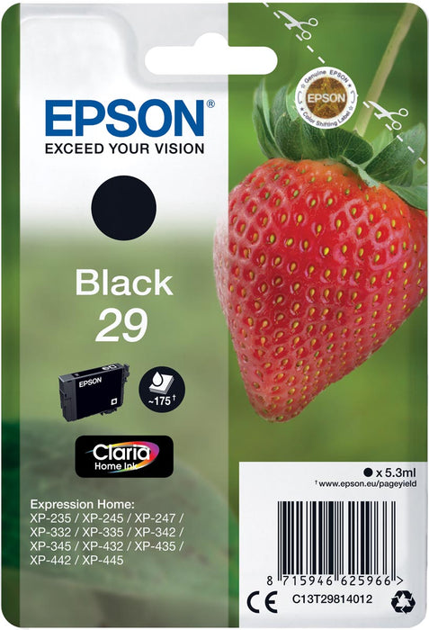 Epson inktcartridge 29, 175 pagina's, OEM C13T29814012, zwart