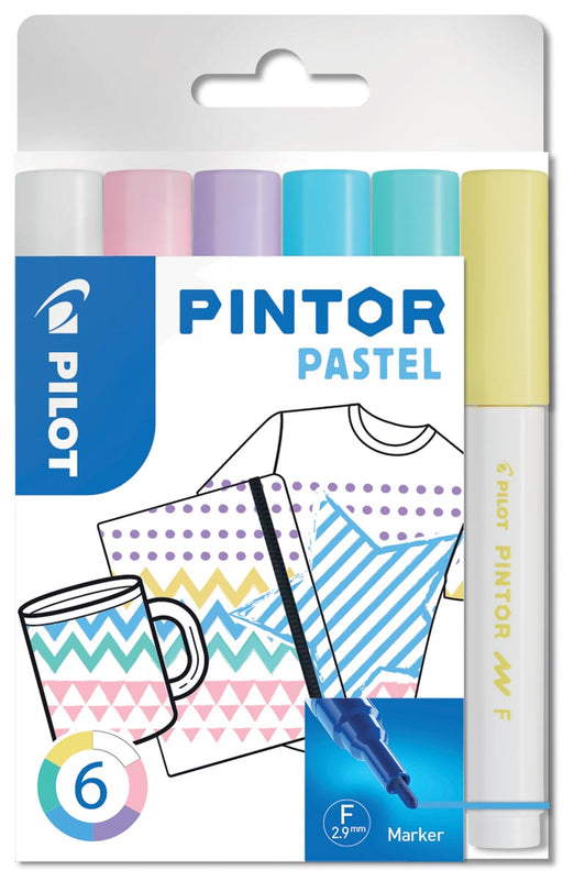 Pilot Pintor Pastel marker, fijn, blister van 6 stuks in geassorteerde kleuren 12 stuks, OfficeTown
