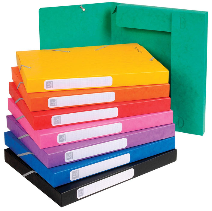 Exacompta Elastobox Cartobox met 2,5 cm rug, assortiment van kleuren: groen, blauw, geel, rood, oranje, ... 25 stuks Exacompta