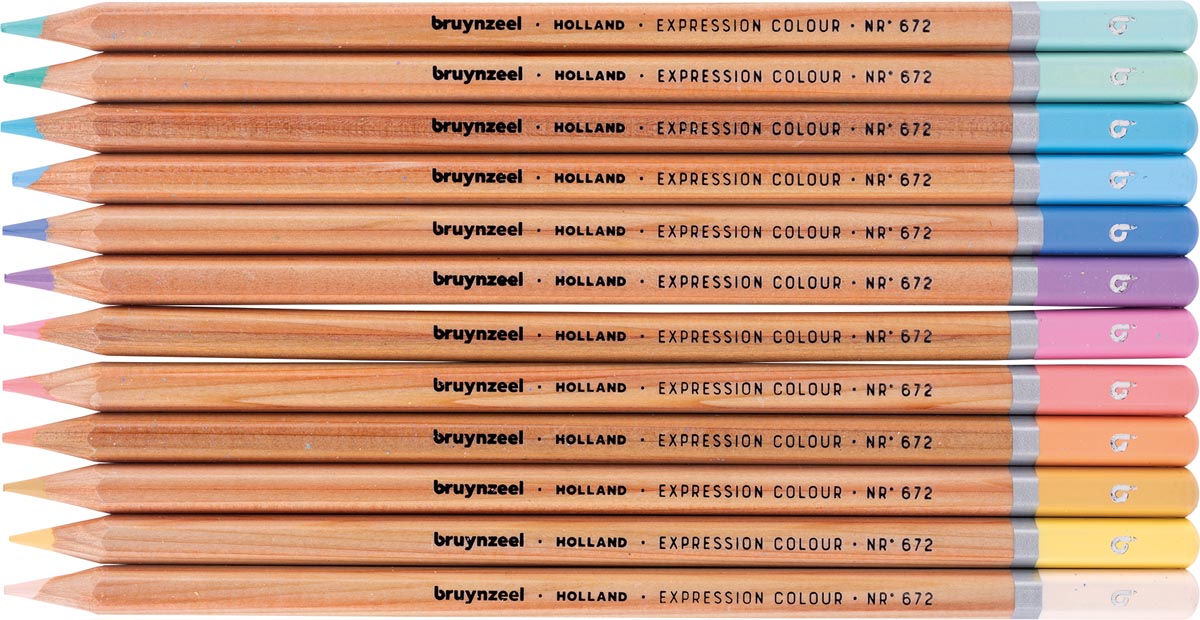 Bruynzeel kleurpotloden Expression, 12 stuks in metalen opbergdoos, pasteltinten