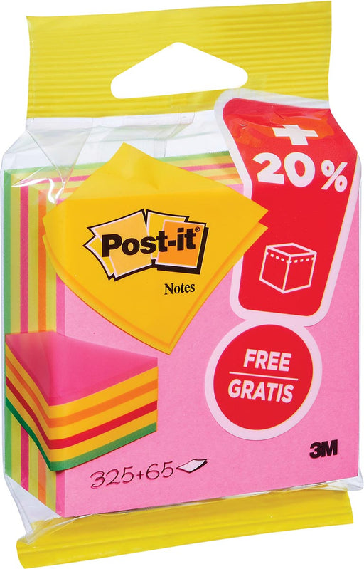 Post-it Notes kubus ft 76 mm x 76 mm, Neon, blok van 325 + 65 vel gratis, op blister 24 stuks, OfficeTown