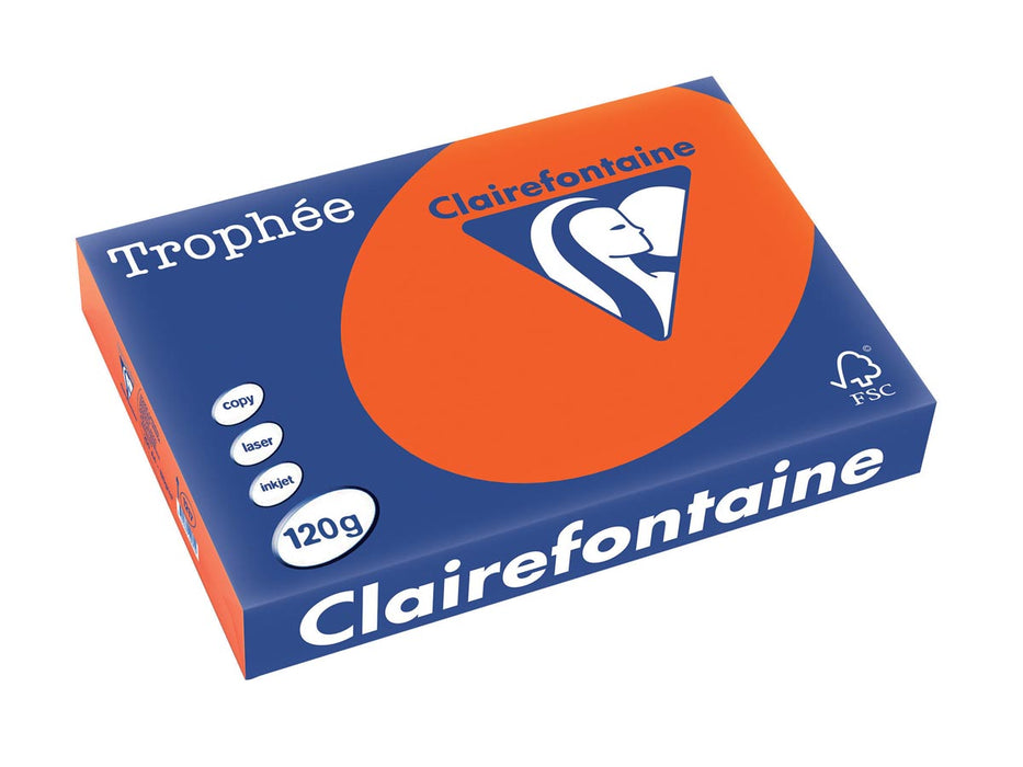 Clairefontaine Trophée Intens, gekleurd papier, A4, 120 g, 250 vel, kardinaalrood 5 stuks