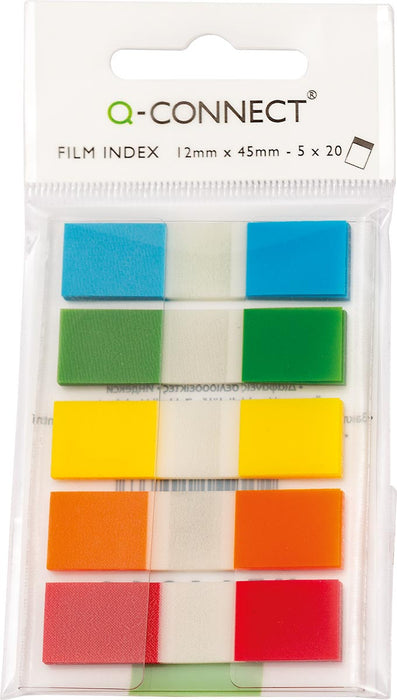 Q-CONNECT index mini, ft 12,5 x 45 mm, 5 x 20 tabs, geassorteerde kleuren 12 stuks, OfficeTown