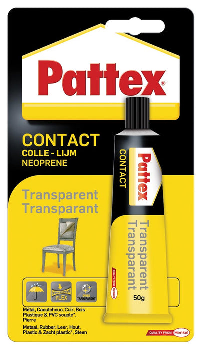 Pattex contactlijm Transparant, 50 g tube op blister