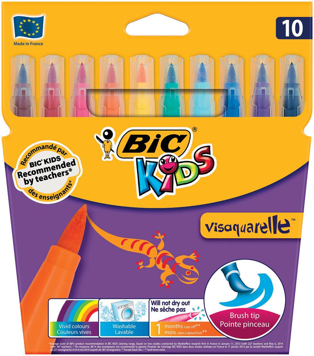 Bic Kids penseelstift Visaquarelle, etui van 10 stuks met soepele penseelpunt