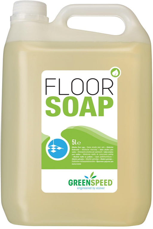 Greenspeed vloerzeep met lijnzaadolie, voor poreuze vloeren, citrusgeur, flacon van 5 liter 2 stuks, OfficeTown