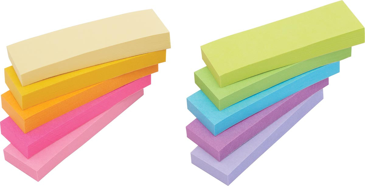 Post-It notitie markers, 50 vellen, verpakking van 10 blokjes, verschillende kleuren