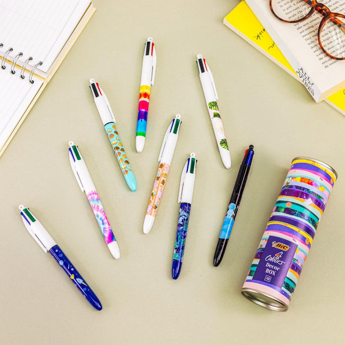 Bic 4 Kleuren Decors balpen, medium, pak van 8 stuks - OfficeTown