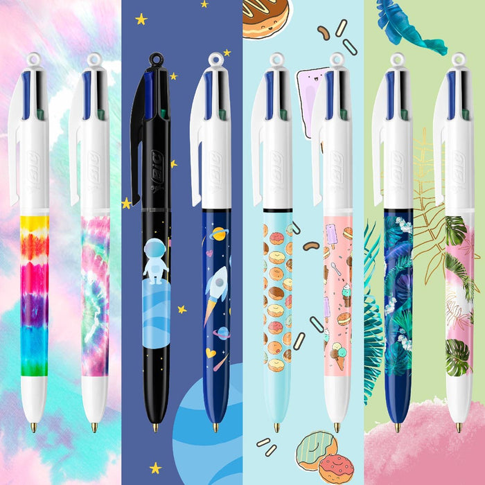Bic 4 Kleuren Decors balpen, medium, pak van 8 stuks - OfficeTown