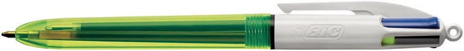 Bic 4 Kleuren Fluo, balpen, 0,32 mm, 3 standaard inktkleuren en een markeerstift fluo geel 12 stuks - OfficeTown