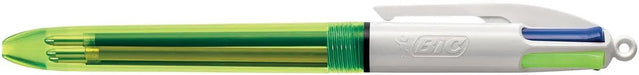 Bic 4 Kleuren Fluo, balpen, 0,32 mm, 3 standaard inktkleuren en een markeerstift fluo geel 12 stuks - OfficeTown