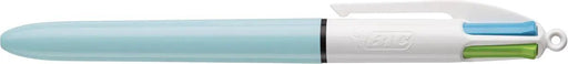 Bic 4 Kleuren Fun, balpen, 0,32 mm, 4 pastel inktkleuren, pastelblauw lichaam - OfficeTown