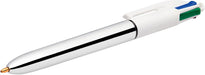 Bic 4 Kleuren Glans, balpen, 0,32mm, 4 traditionele inktkleuren, zilveren behuizing - OfficeTown
