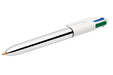 Bic 4 Kleuren Glans, balpen, 0,32mm, 4 traditionele inktkleuren, zilveren behuizing - OfficeTown