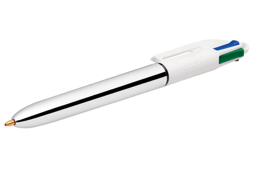 Bic 4 Kleuren Glans, balpen, 0,32mm, 4 traditionele inktkleuren, zilveren behuizing - OfficeTown