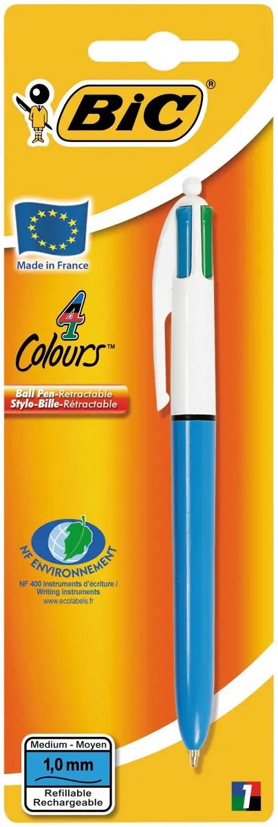 Bic 4 Kleuren Original, balpen, 0,32 mm, 4 klassieke inktkleuren, rood, groen, blauw, zwart, op blister - OfficeTown