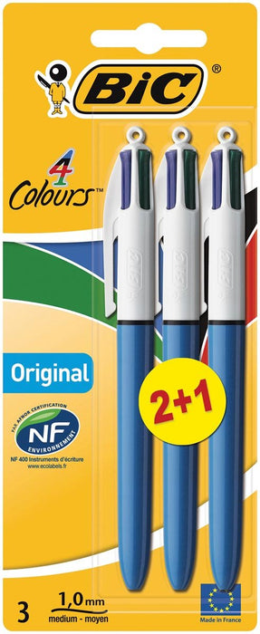 Bic 4 Kleuren Origineel, balpen, 0,32 mm, 4 klassieke inktkleuren, rood, groen, blauw en zwart - OfficeTown