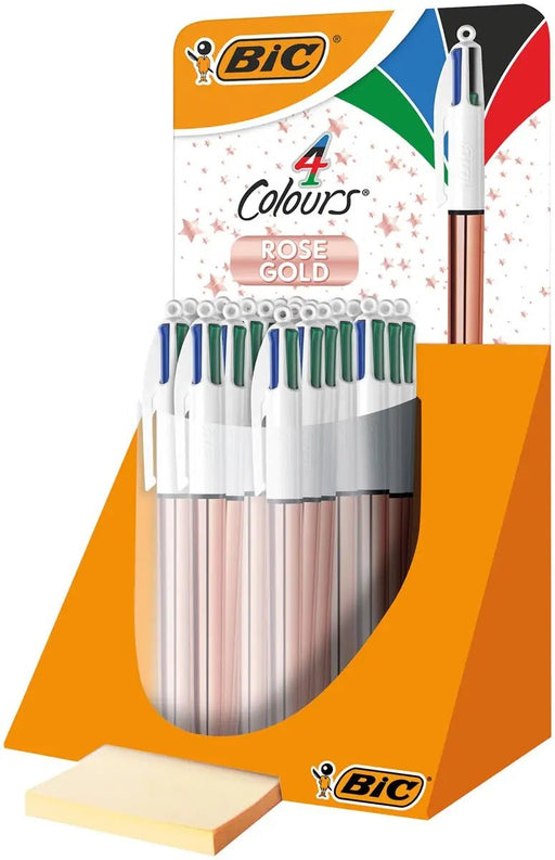 Bic 4 Kleuren Roségoud, balpen, 0,32 mm, 4 klassieke inktkleuren, display van 20 stuks - OfficeTown