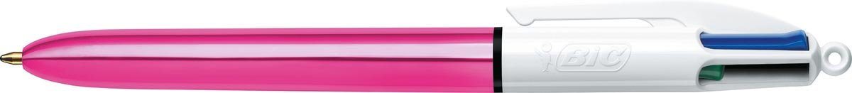 Bic 4 Kleuren Shine, balpen, 0,32 mm, 4 klassieke inktkleuren, metallic roze lichaam 12 stuks - OfficeTown