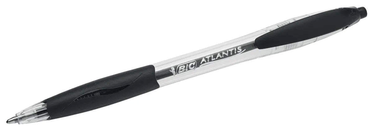 Bic Atlantis Classic balpen zwart met rubberen grip - OfficeTown