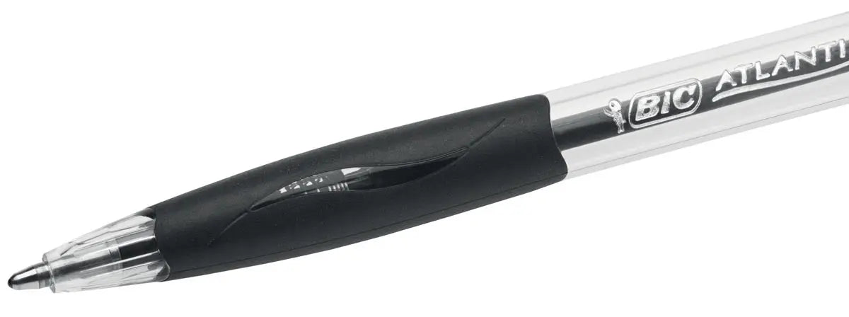 Bic Atlantis Classic balpen zwart met rubberen grip - OfficeTown